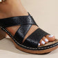 Women's Vintage Hollow-Out Chunky Heeled Slide Sandals