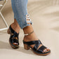 Women's Vintage Hollow-Out Chunky Heeled Slide Sandals