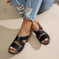 Women's Vintage Hollow-Out Chunky Heeled Slide Sandals