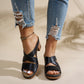 Women's Vintage Hollow-Out Chunky Heeled Slide Sandals