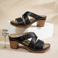 Women's Vintage Hollow-Out Chunky Heeled Slide Sandals