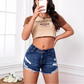 Women's Fashion High Waist Stretch Denim Shorts