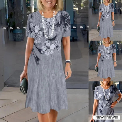 Women's Casual Printed Round Neck Dress