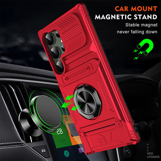 Samsung Phone Case with Card Holder & Magnetic Ring Stand