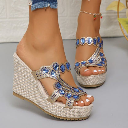 Women's Luxury Rhinestone Non-slip Wedge Sandals