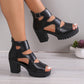Women’s Peep Toe Chunky Heel Sandal Booties