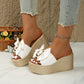 Bowknot PU Leather Wedge Slippers