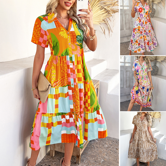 🌴Summer Specials🌴Women's Casual Boho V-Neck Dress