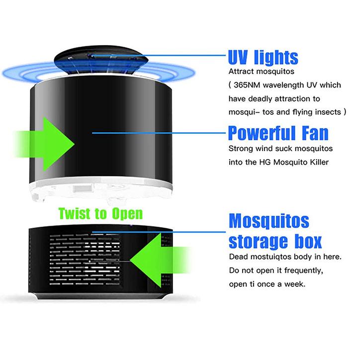 Mosquitoes Eliminator With LED Light, Noiseless And Nontoxic