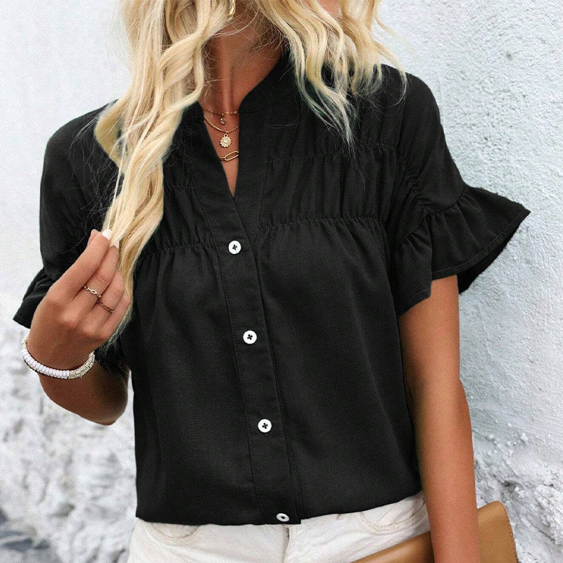 Women's Casual Ruffle Short Sleeve Top