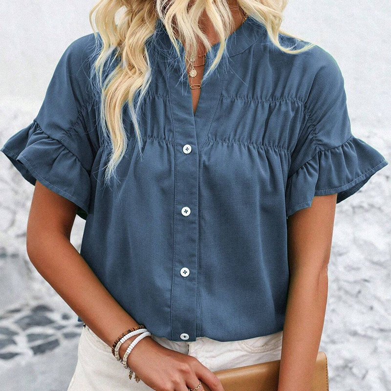 Women's Casual Ruffle Short Sleeve Top