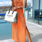 Desert Island Crochet Knitted Cross Back Maxi Dress with Blanket