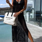Desert Island Crochet Knitted Cross Back Maxi Dress with Blanket