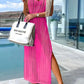 Desert Island Crochet Knitted Cross Back Maxi Dress with Blanket