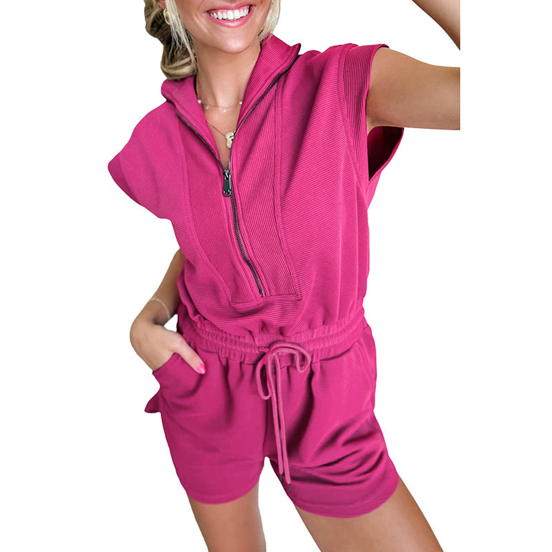 🎉Hot Sale 49% OFF🎉Women's Zip-Up Shorts Jumpsuit