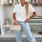Women's Solid Short Sleeve Button-Down Tops