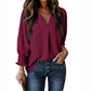 V-Neck Casual 3/4 Sleeve Loose Shirt