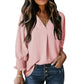 V-Neck Casual 3/4 Sleeve Loose Shirt