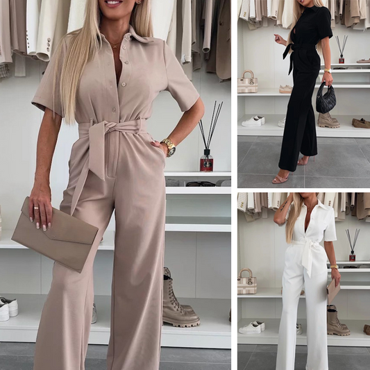 🌸Summer Sale -50% off🌸Women’s Button-Down Jumpsuit with Waist Tie