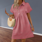 Women's Unique Geometric Texture Short Sleeve Lapel Dress
