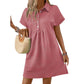 Women's Unique Geometric Texture Short Sleeve Lapel Dress