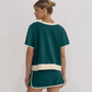 Look young with ease! 🎀 Women's color-block short-sleeved top and shorts set 👗