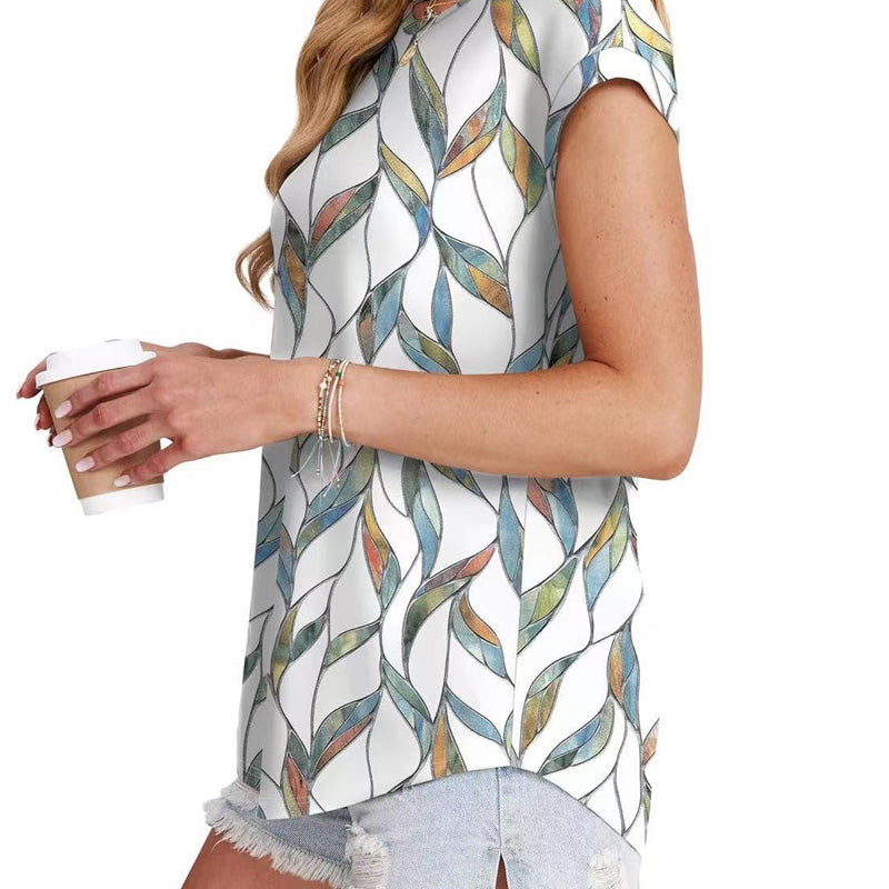 Women's Fashion Printed Round Neck Short Sleeve T-Shirt