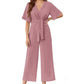 💖LAST DAY SALE 50% OFF✈️Women's Elegant V-Neck Wide Leg Waist Tie Jumpsuit