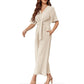 💖LAST DAY SALE 50% OFF✈️Women's Elegant V-Neck Wide Leg Waist Tie Jumpsuit