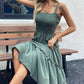 Women's Sleeveless Smocked Dress with Tiered Ruffle Hem