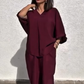 Women's Casual Loose Fit V-Neck Top & Pants Two-Piece Set