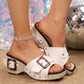 Step into Summer 2025 with Confidence! 🌞Women’s Wedge Slide Sandals with Studded Strap