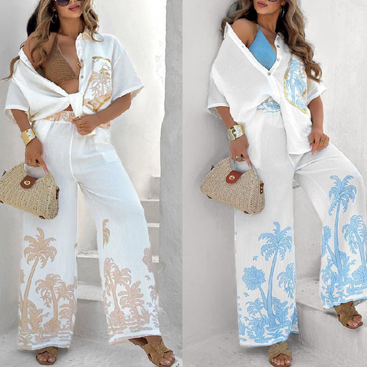 💖Last Day Sale 💖Women’s Causal Flowy Shirt & Pants Set