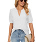 Loose Solid Color T-Shirt Top with Hollow Bubble Sleeves