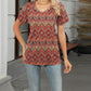 V-Neck Short Sleeve Printed T-Shirt