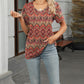 V-Neck Short Sleeve Printed T-Shirt