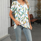 V-Neck Short Sleeve Printed T-Shirt