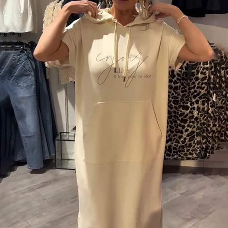 🔥Factory Direct Sales🔥Women’s Solid Short-Sleeve Hooded Long Dress
