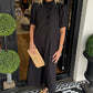 Women's Casual Solid Color Standing Collar Button Down Dress