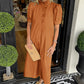 Women's Casual Solid Color Standing Collar Button Down Dress