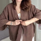 Women's Solid Color V-Neck Half Sleeve Cardigan Tops