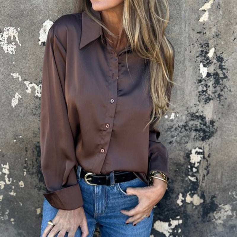 🌴Summer Specials👔Elegant Satin Long Sleeve Shirt