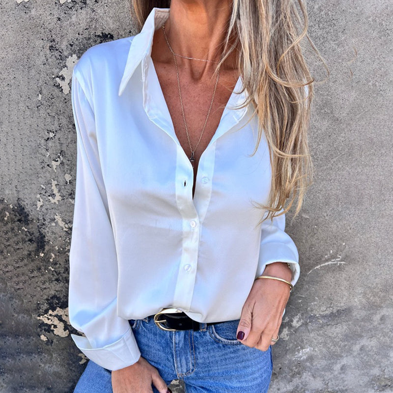 🌴Summer Specials👔Elegant Satin Long Sleeve Shirt