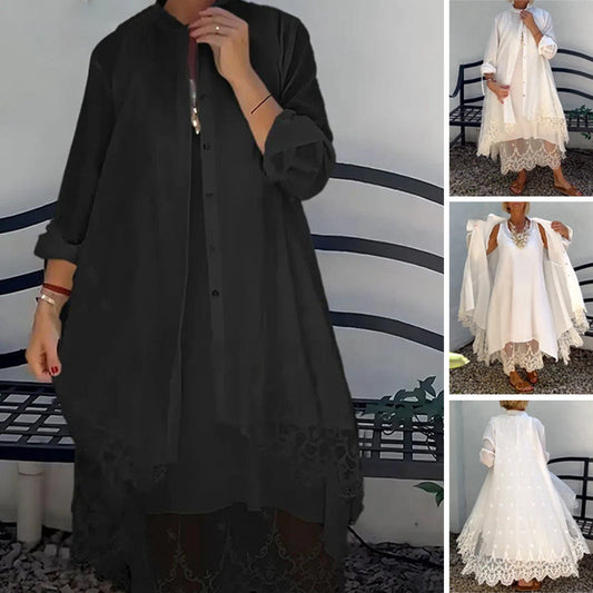 Women’s Sleeveless Dress & Lace Cardigan Set