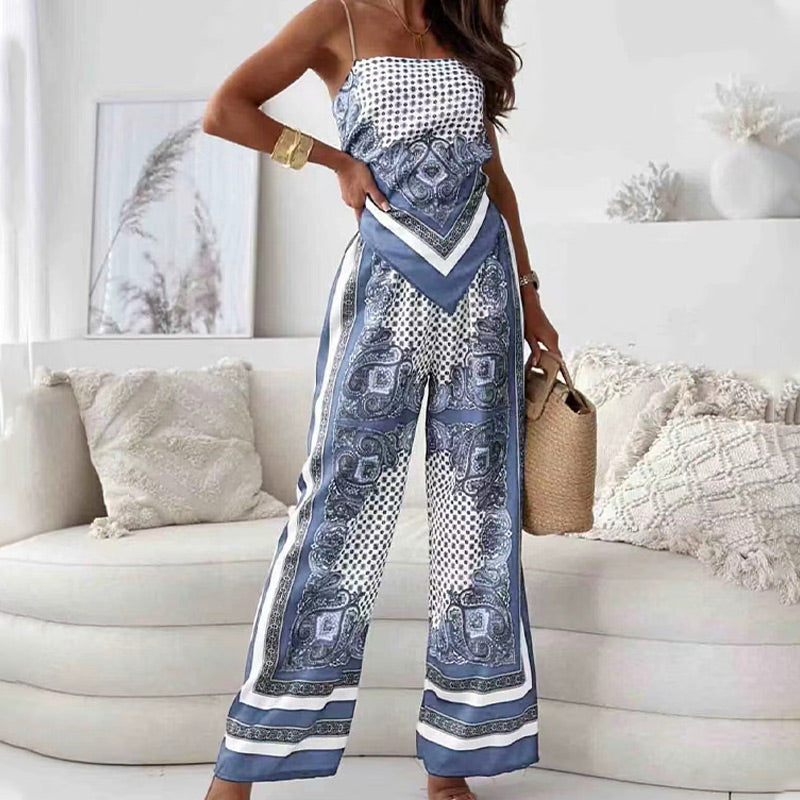 Women's 2 Piece Outfits Bandana Crop Top & Pants