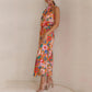 Love In The Garden Floral Halter Neck Elastic Waist Maxi Dress