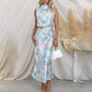 Love In The Garden Floral Halter Neck Elastic Waist Maxi Dress