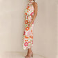Love In The Garden Floral Halter Neck Elastic Waist Maxi Dress