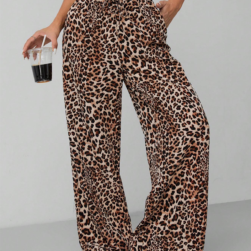 🐆 Bold Yet Effortless | Women’s Leopard Print Straight-Leg Wide Pants
