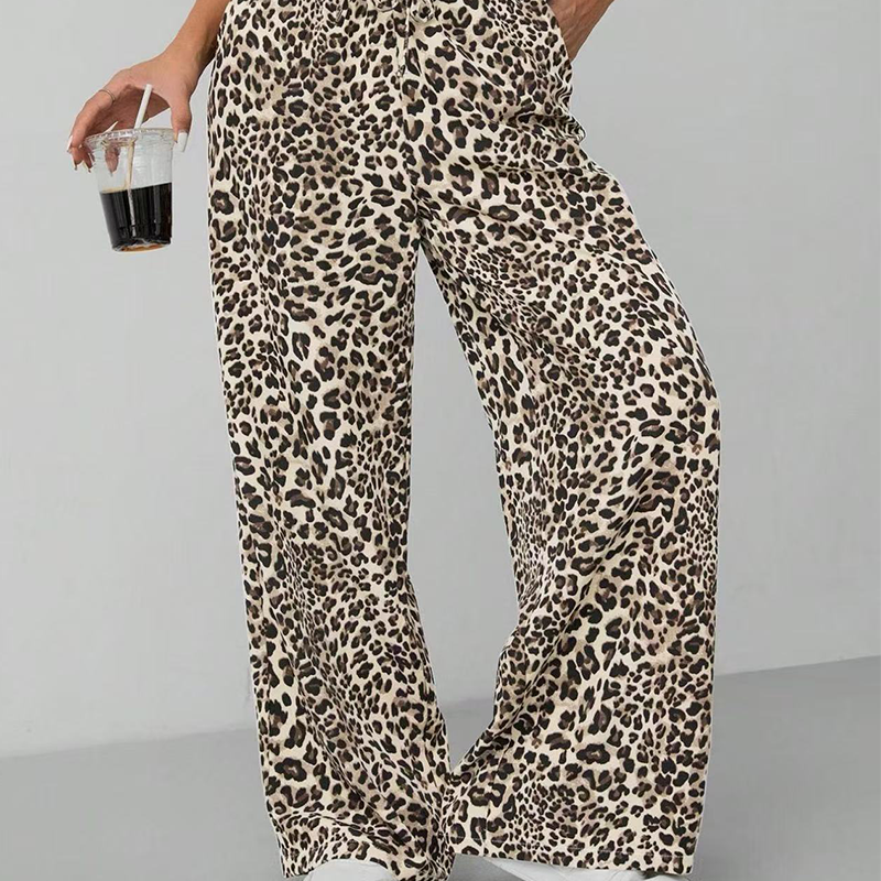 🐆 Bold Yet Effortless | Women’s Leopard Print Straight-Leg Wide Pants